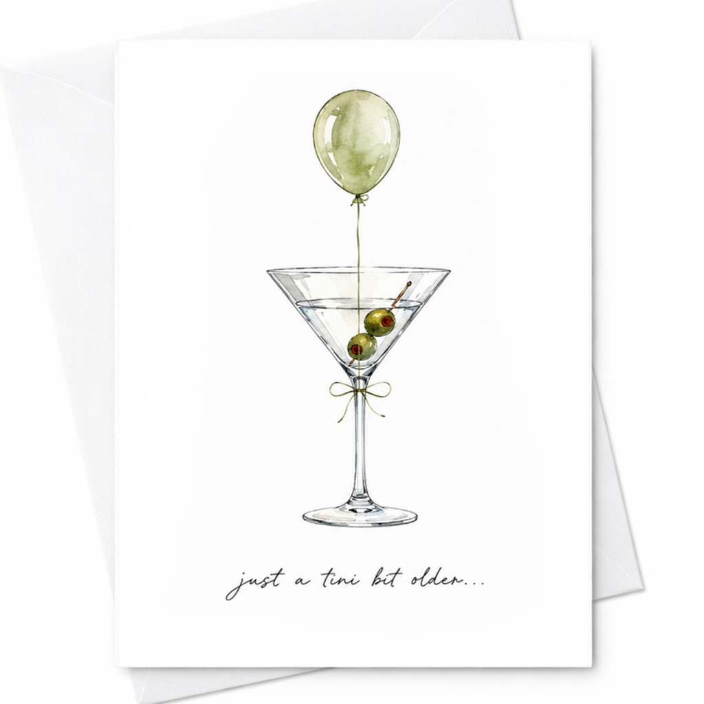 Just A Tini Bit Older Birthday Card Funny Martini Theme Celebration Card For Him Her Friend Adult Humor Cheers Party C2436