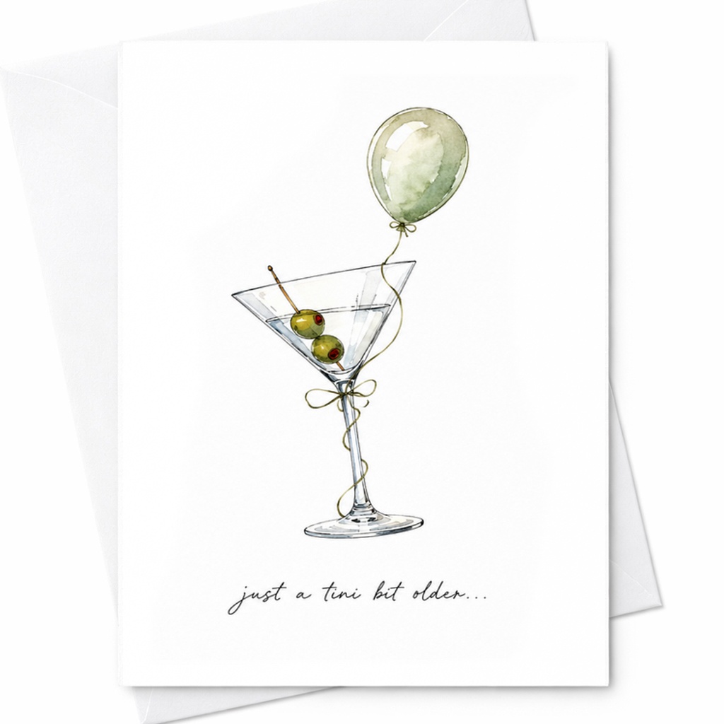 Just A Tini Bit Older Birthday Card Funny Martini Theme Celebration Card For Him Or Her Cute Pop-Up Card With Envelope C2437