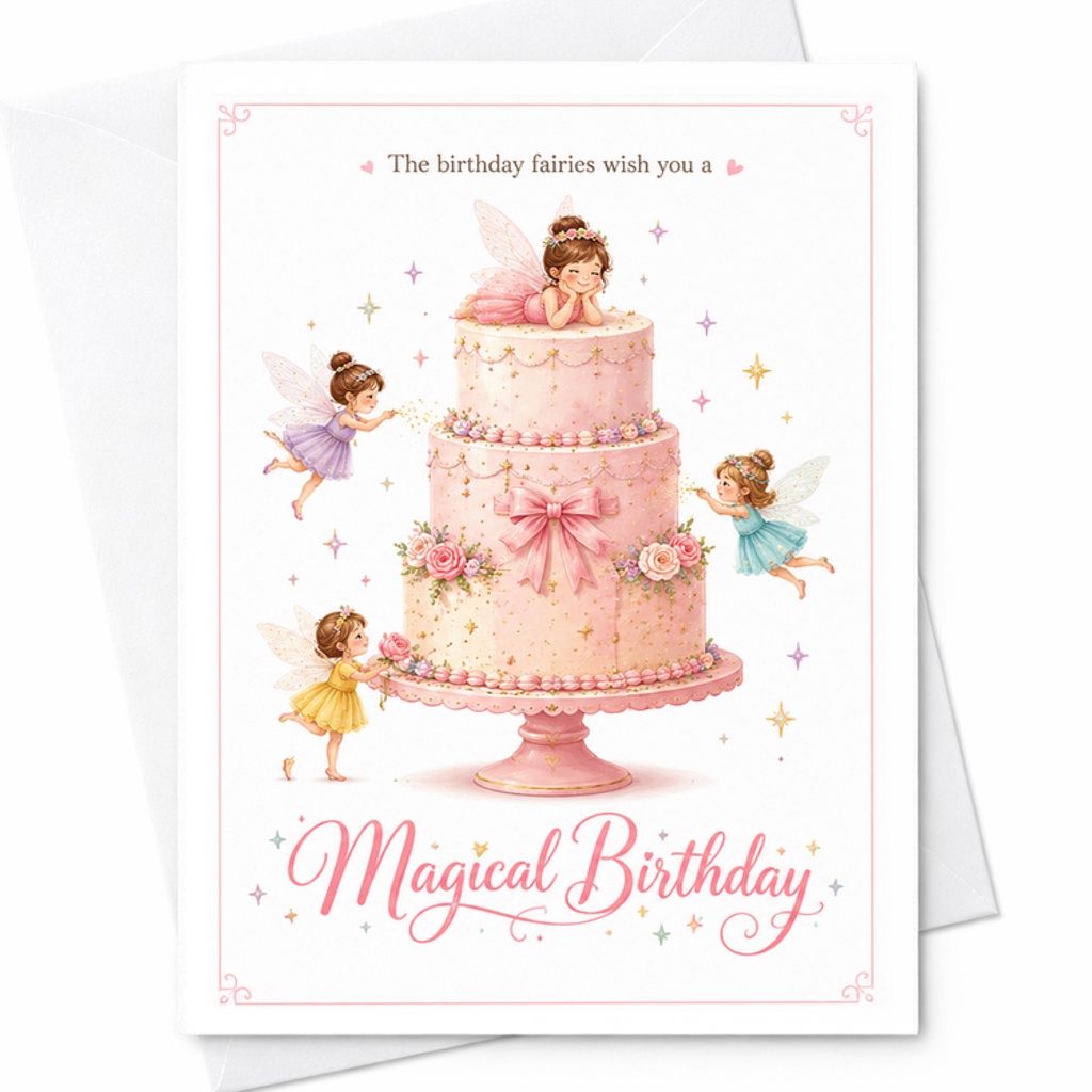 Magical Birthday Fairy-Themed Birthday Card Cute Fairy Tale Wishes For Kids Or Anyone Special Celebration Card With Envelope C2444