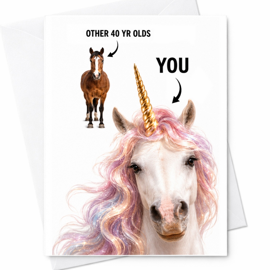Other 40 Yr Olds You Funny 40th Birthday Card Unicorn Theme Women Humorous Milestone Celebration Unique Greeting Card C2446