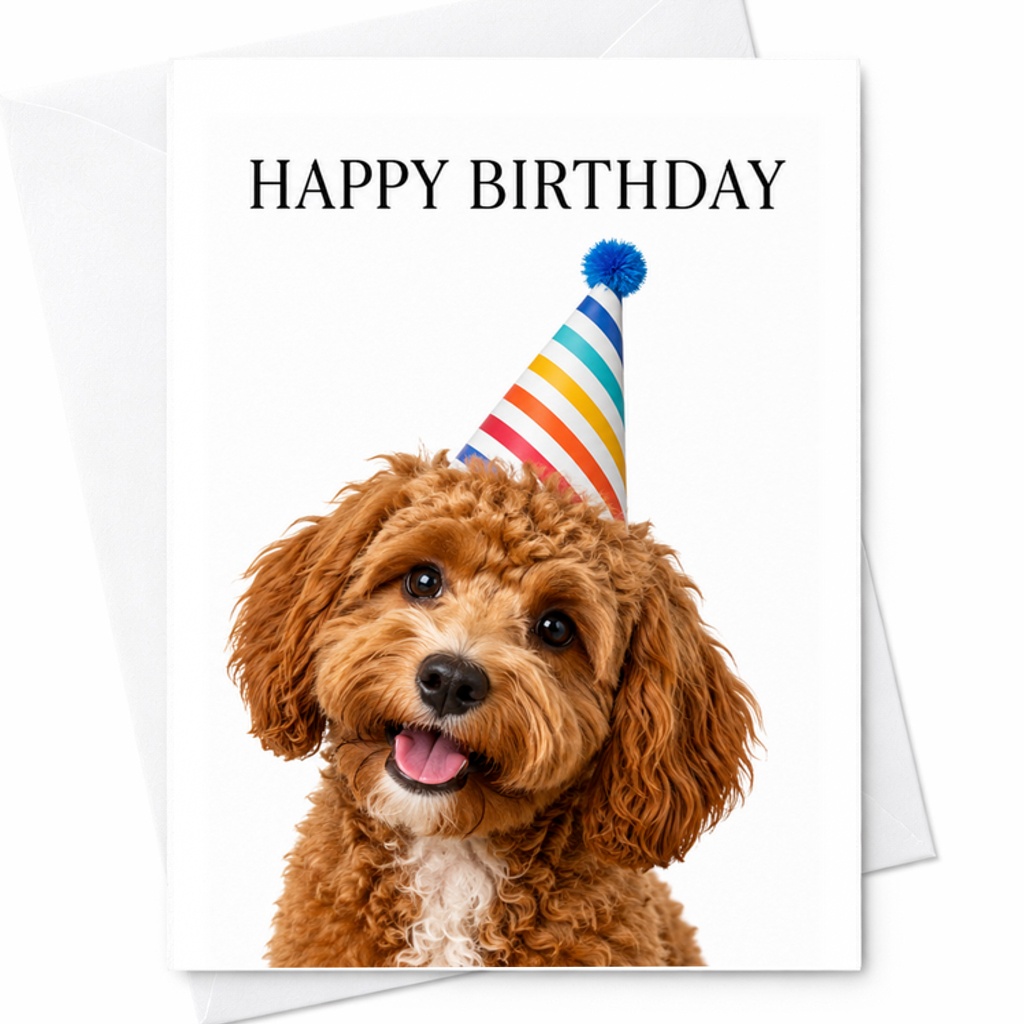 Happy Birthday Cute Dog Birthday Card Adorable Puppy Party Hat Greeting Card For Dog Lovers Animal Theme Celebration C2451
