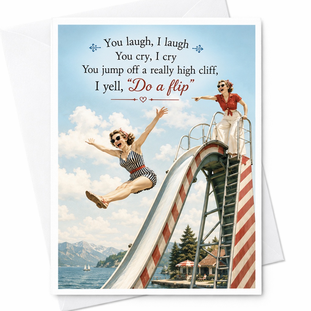 You Laugh I Laugh You Cry I Cry You Jump Off A Really High Cliff I Yell Do A Flip Funny Friendship Birthday Card For Friends C2455