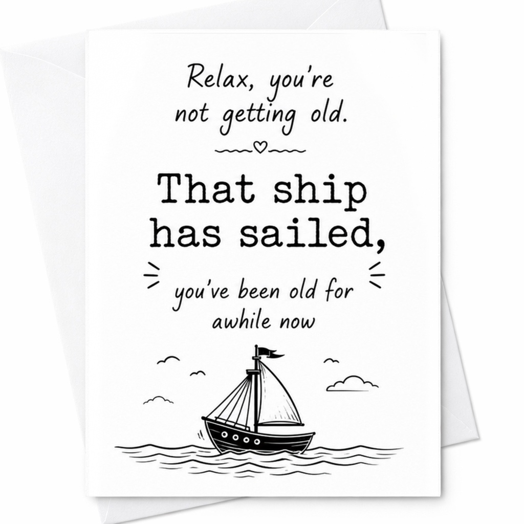 Relax You'Re Not Getting Old That Ship Has Sailed Funny Birthday Card Nautical Pun Aging Humor For Friends Family Men Women C2457