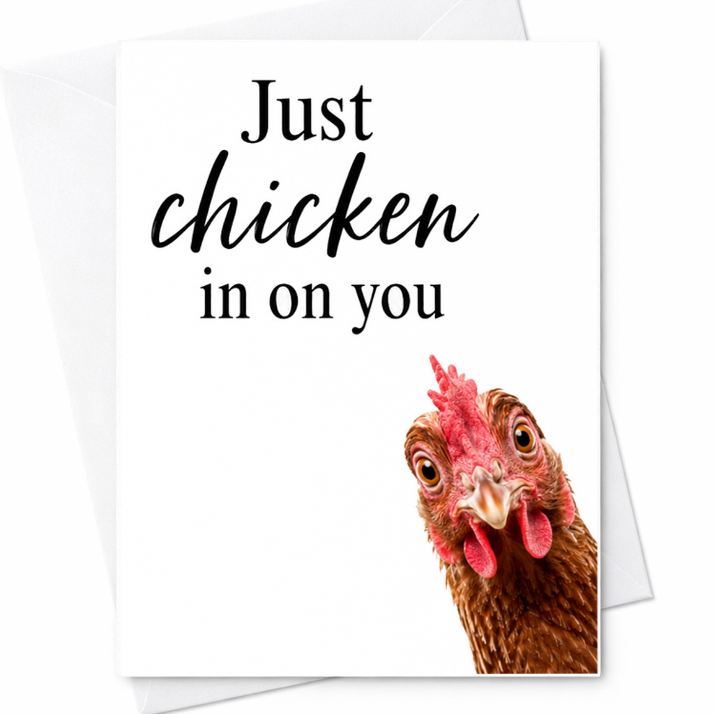 Just Chicken In On You Funny Birthday Card Rooster Design Humorous Greeting For Friends Family Cute Animal Lovers C2452