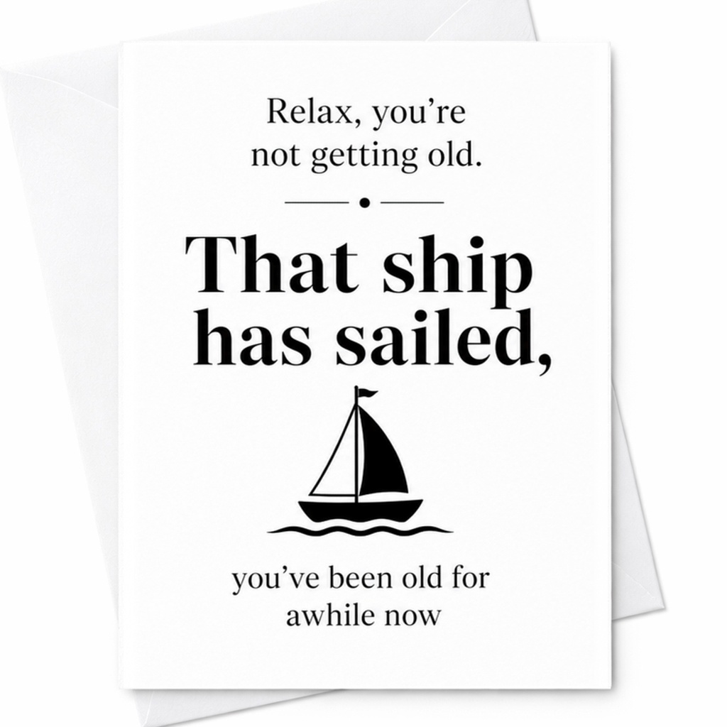 That Ship Has Sailed Funny Birthday Card For Friends Or Family Humorous Greeting Card For Milestone Birthdays Over The Hill C2456