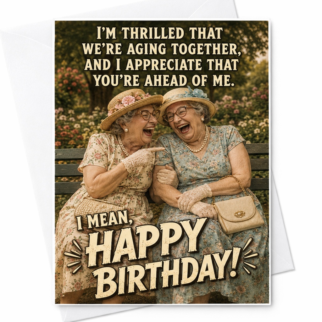 I'M Thrilled That We'Re Aging Together Funny Birthday Card For Friend Husband Boyfriend Humorous Greeting Card For Him C2462