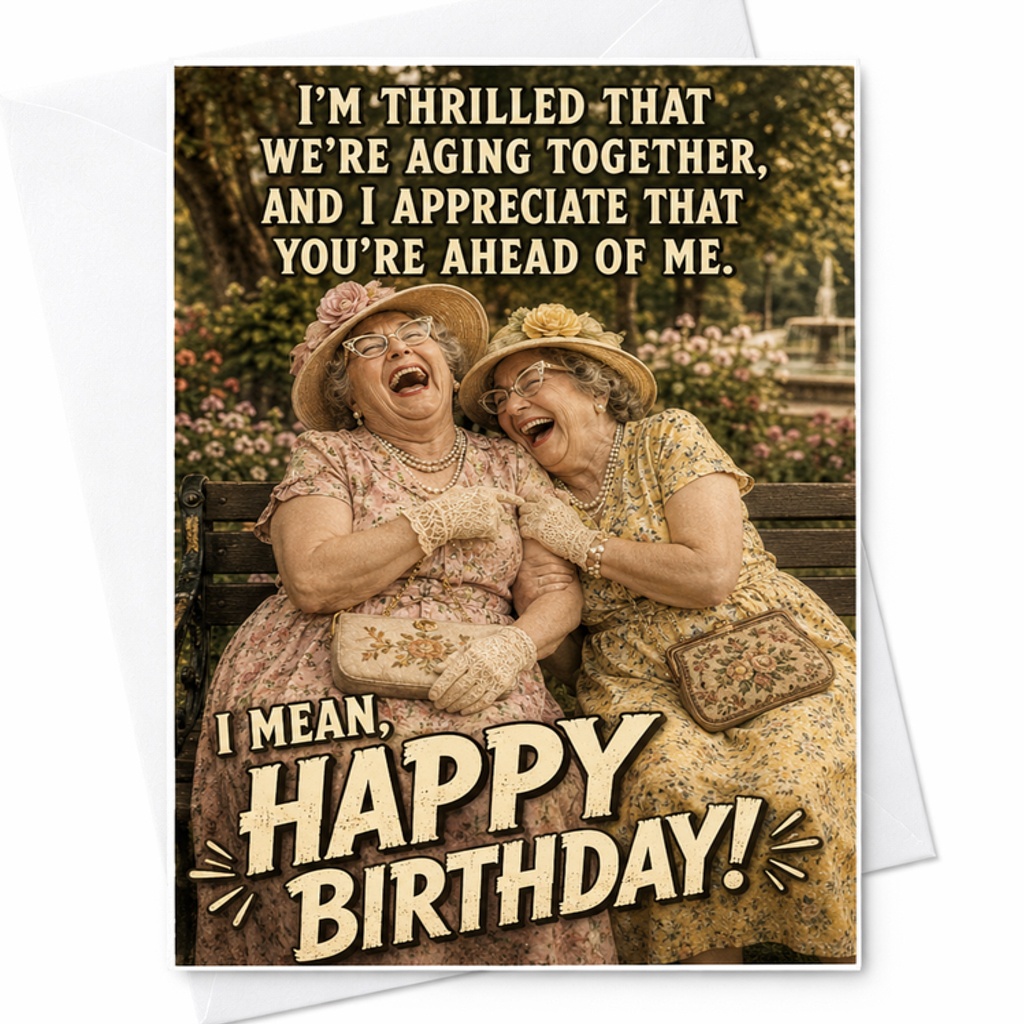 I'M Thrilled That We'Re Aging Together Funny Birthday Card For Friends Humorous Greeting Card For Her Happy Birthday Wishes C2463