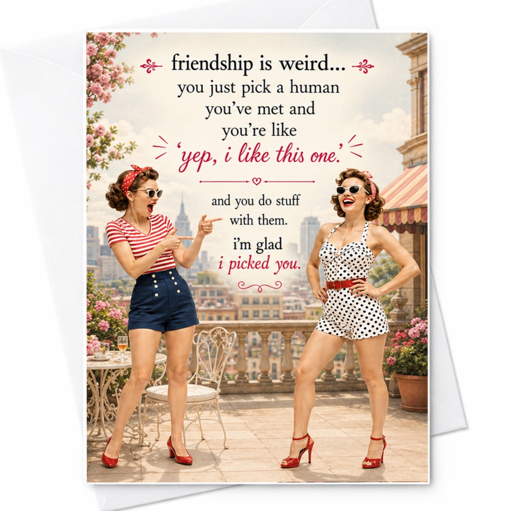 Friendship Is Weird... Yep, I Like This One. I'M Glad I Picked You. Funny Friendship Card For Best Friends Birthday Or Christmas C2466