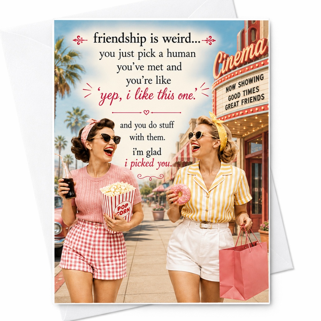 Friendship Is Weird... Yep, I Like This One. I'M Glad I Picked You. Funny Friendship Card Best Friend Birthday Card Cute Friends G C2467