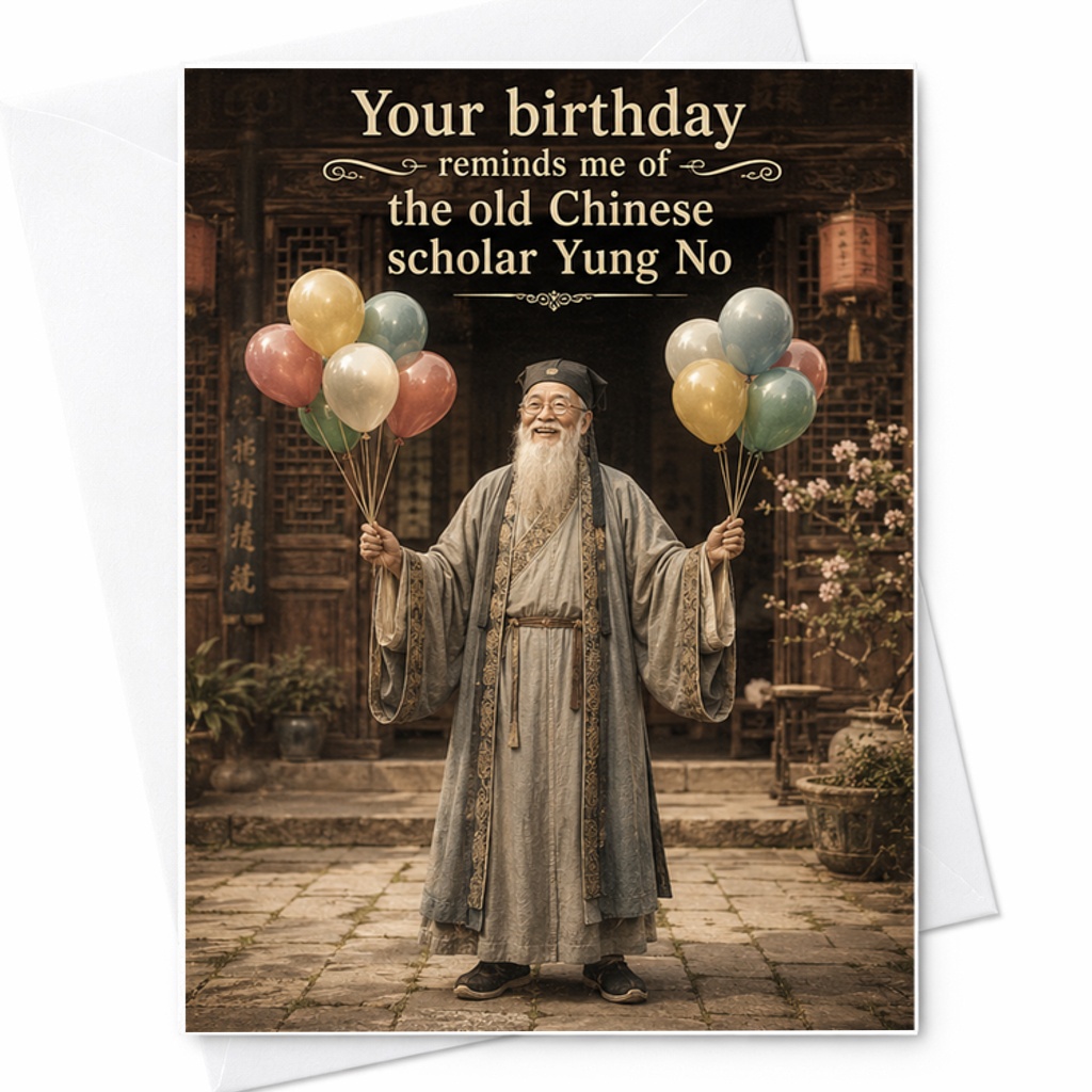 Your Birthday Reminds Me Of The Old Chinese Scholar Yung No Funny Birthday Card For Friends Getting Older Humor C2473
