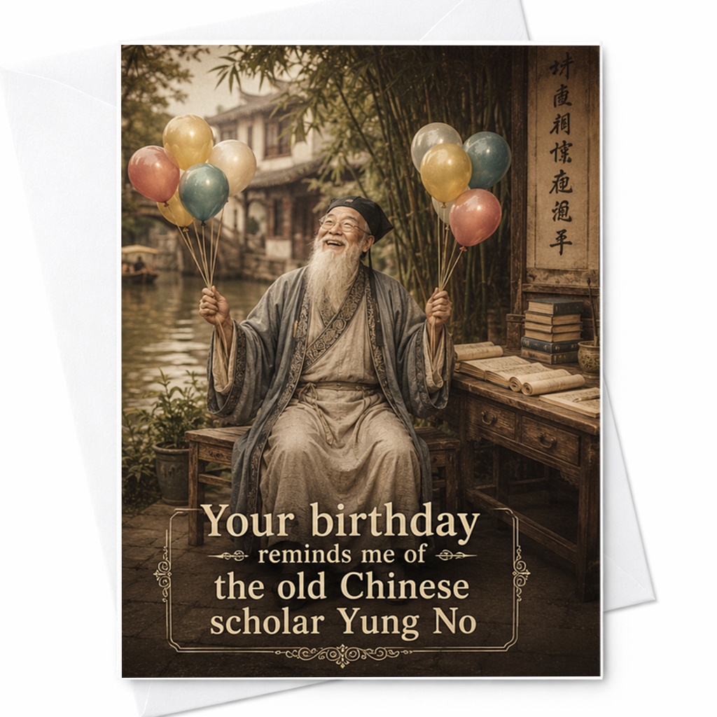 Your Birthday Reminds Me Of The Old Chinese Scholar Yung No Funny Birthday Card Humorous Greeting Card For Friends Or Family C2474