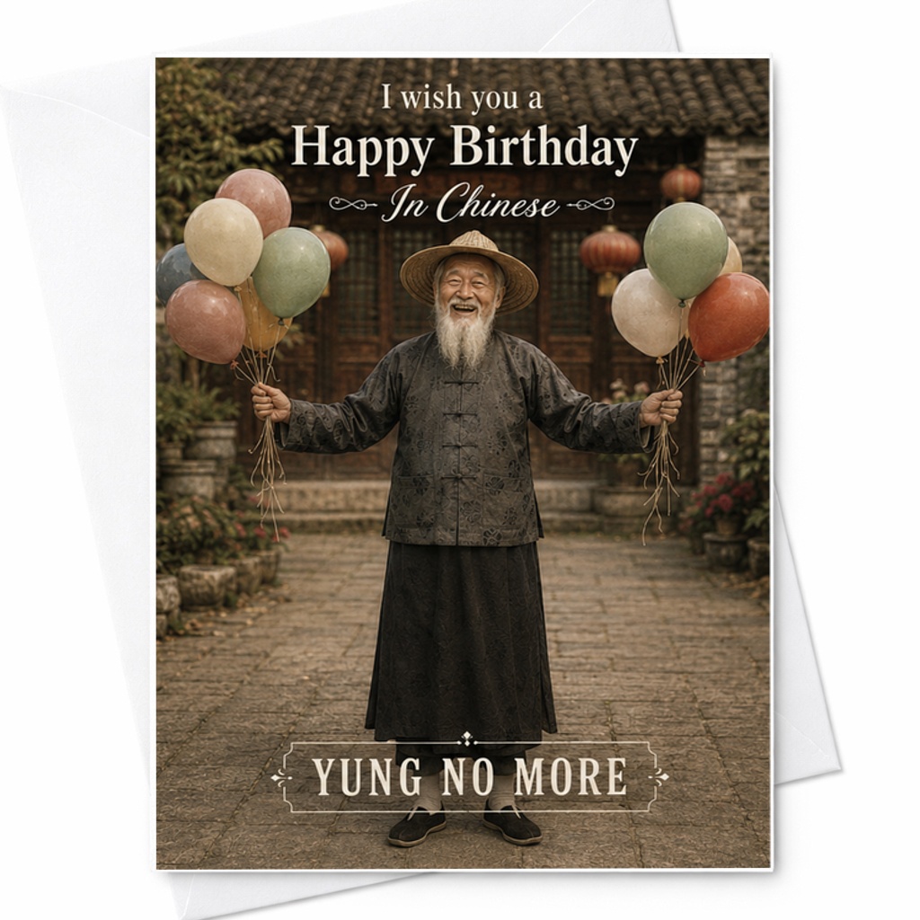 I Wish You A Happy Birthday In Chinese Birthday Card Funny Greeting For Friends Family Colleagues Elderly Gentleman Design C2470