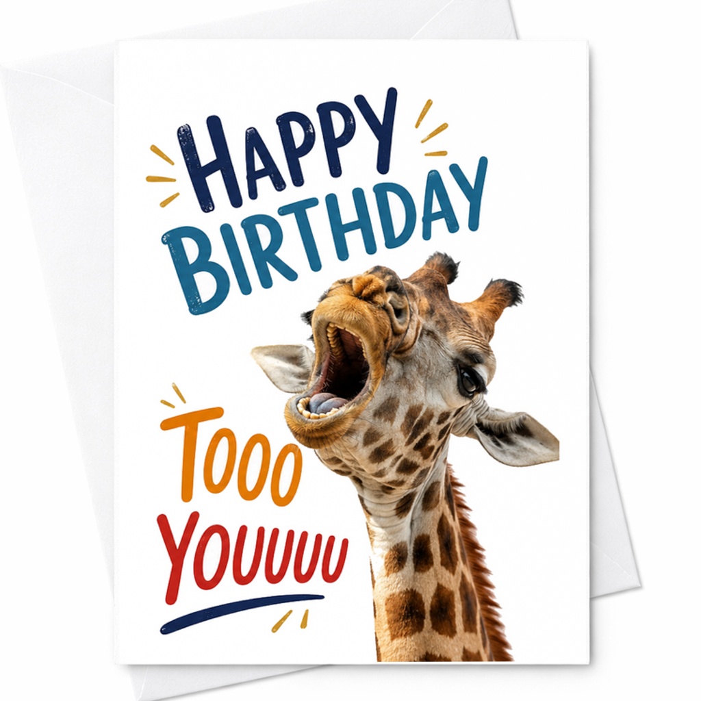 Happy Birthday Tooo Youuuu Funny Birthday Card Cute Giraffe Design Animal Lovers Celebration Card For Friends Family Kids C2487
