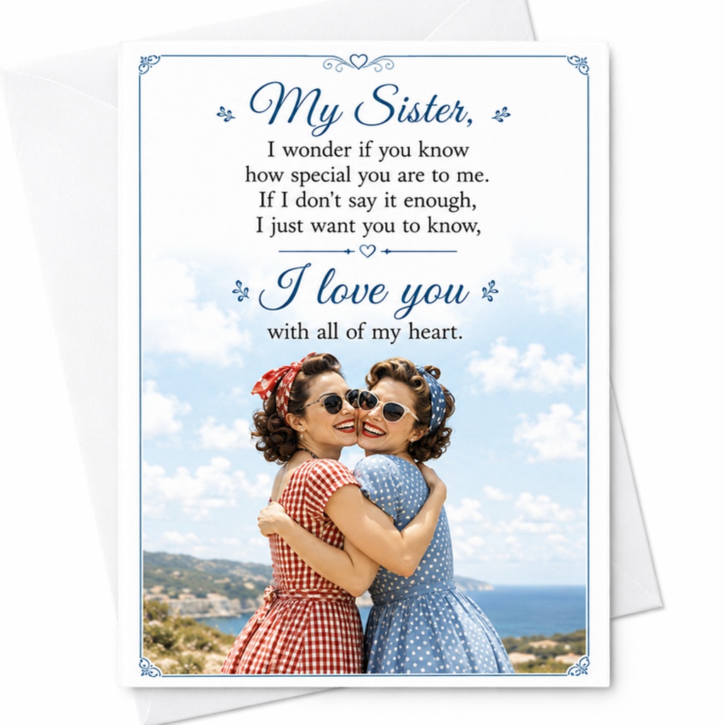 My Sister I Love You With All Of My Heart Card Sweet Birthday Card For Sister Sentimental Greeting Card For Sister From Sibling C2490