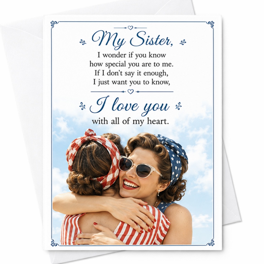 My Sister, I Love You With All Of My Heart Sweet Sister Card Emotional Greeting Card For Sister Birthday Or Special Occasion C2491