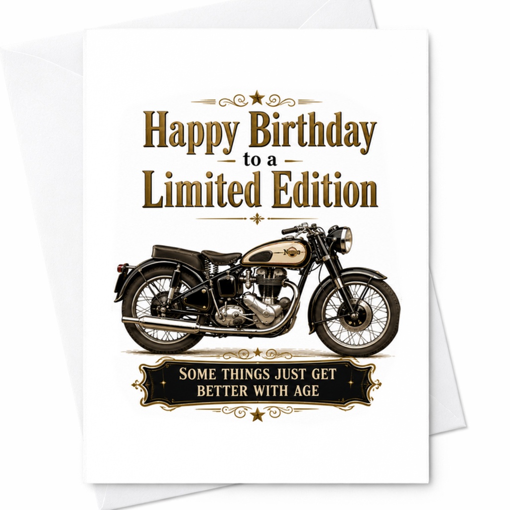 Happy Birthday To A Limited Edition Birthday Card Vintage Motorcycle Design For Him Funny Birthday Card For Dad Husband C2494