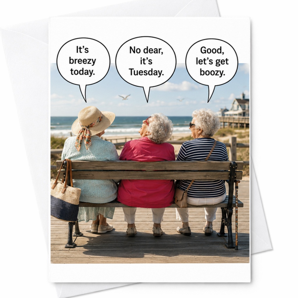 It'S Breezy Today. No Dear, It'S Tuesday. Good, Let'S Get Boozy Funny Birthday Card For Friends Humorous Greeting Card For Her C2500