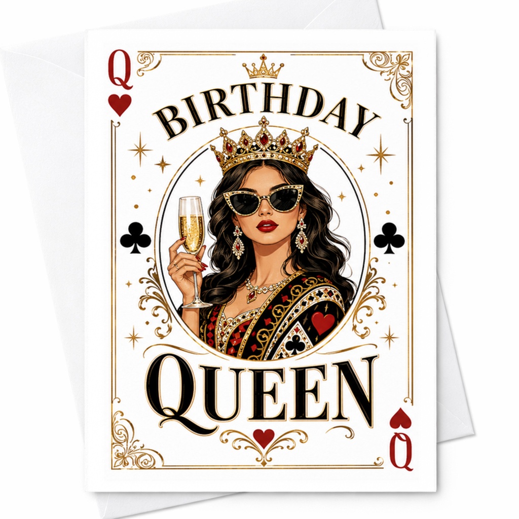 Birthday Queen Birthday Card Stylish Celebration For Her Fun Greeting Card For Women Friends Family Party Includes Envelope C2509