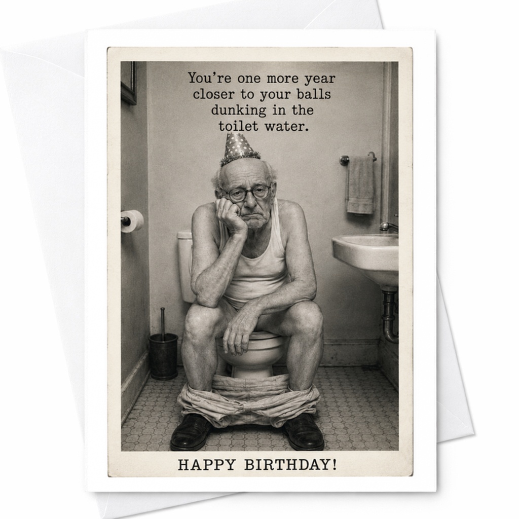 You're One More Year Closer To Your Balls Dunking In The Toilet Water Funny Birthday Card For Men Husband Friend Humor C2514