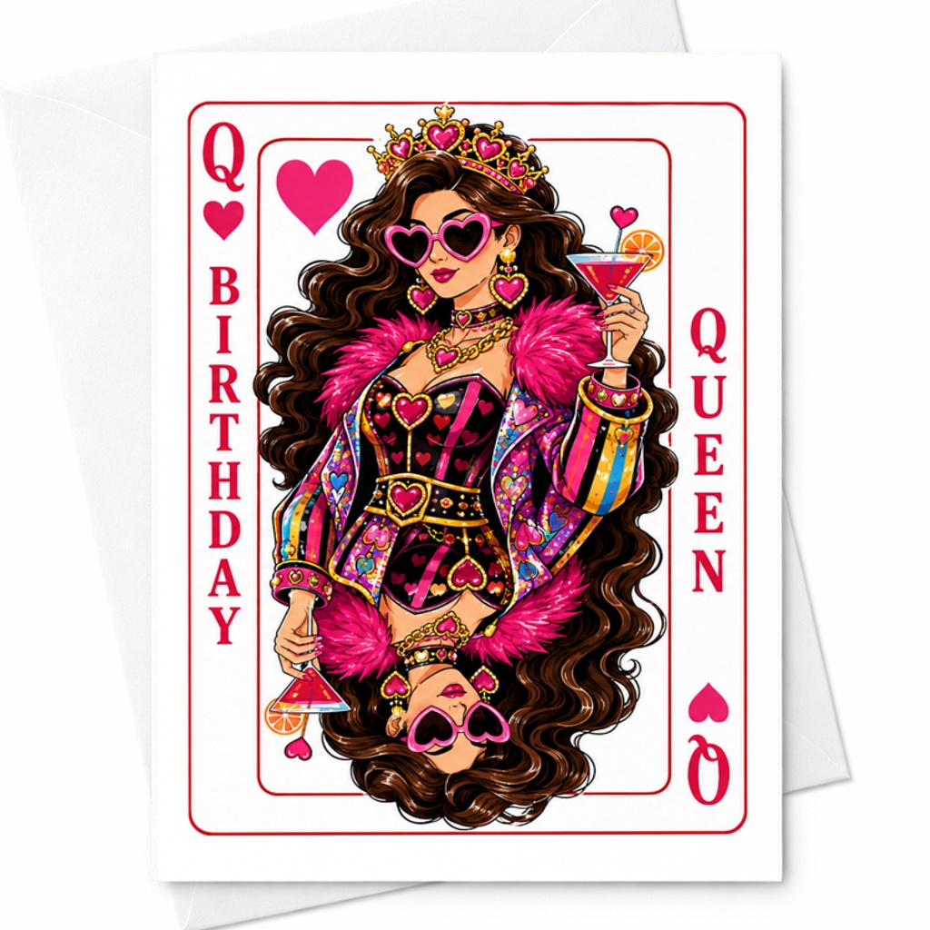 Birthday Queen Card Fun Birthday Card For Her With Playing Card Design Cute Birthday Greeting For Wife Girlfriend Sister C2516