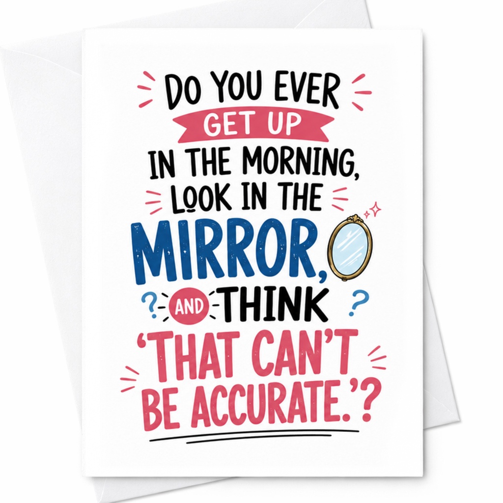 Do You Ever Get Up In The Morning Look In The Mirror And Think That Can't Be Accurate? Funny Birthday Card For Friends Humor C2518