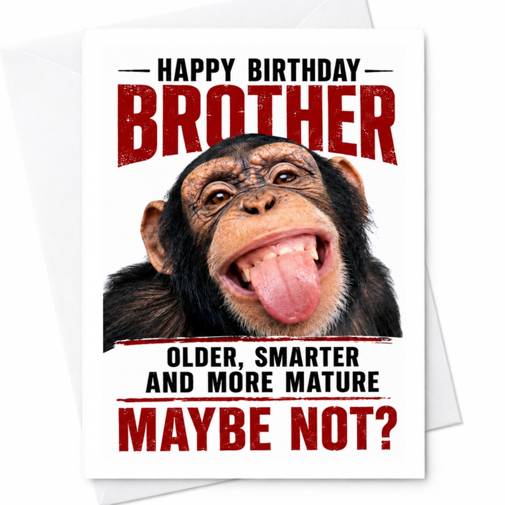 Happy Birthday Brother Older Smarter And More Mature Maybe Not Funny Birthday Card For Brother Humorous Gorilla Design C2511