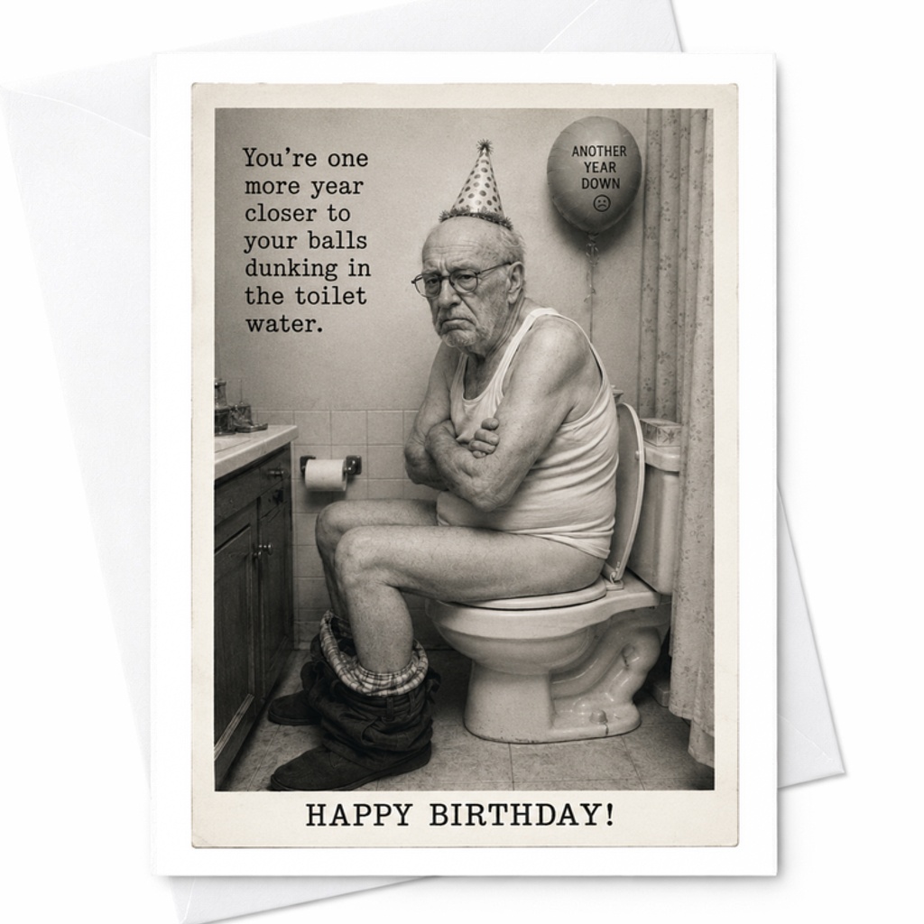 You're One More Year Closer To Your Balls Dunking Funny Birthday Card For Him Dad Grandpa Humorous Toilet Humor Gag Card C2515