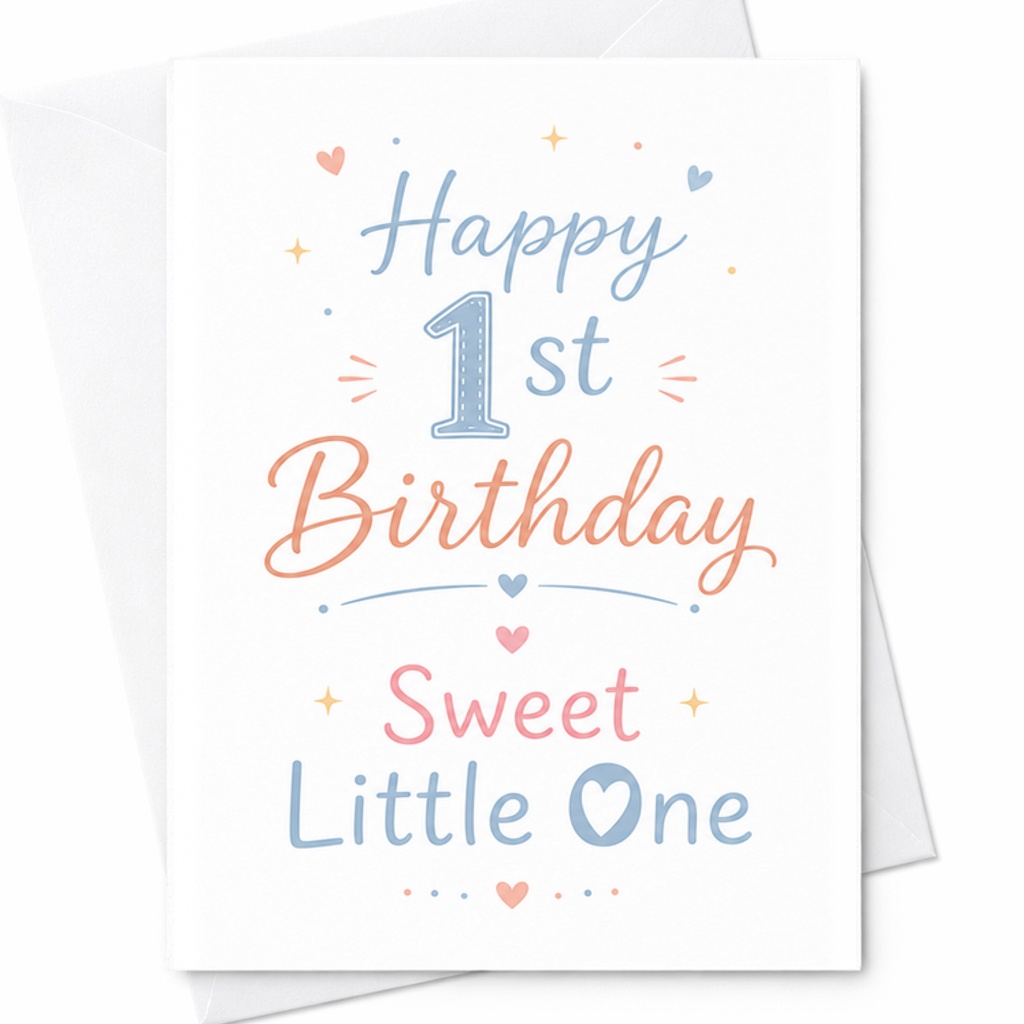 Happy 1st Birthday Sweet Little One First Birthday Card Baby Girl 1st Birthday Cute Card For Granddaughter Special Day C2521