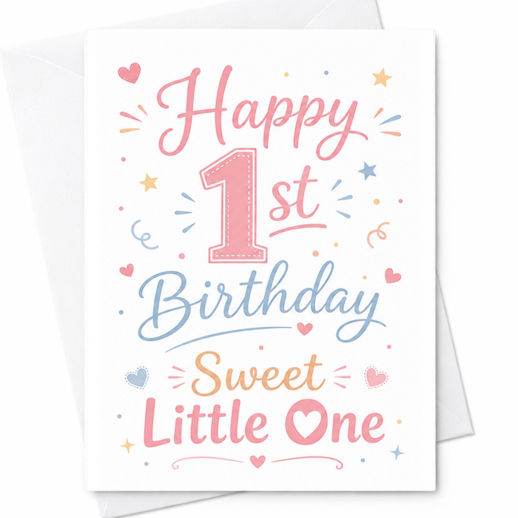 Happy 1st Birthday Sweet Little One Card Cute First Birthday Card For Baby Girl Or Boy Adorable Celebration Keepsake C2522