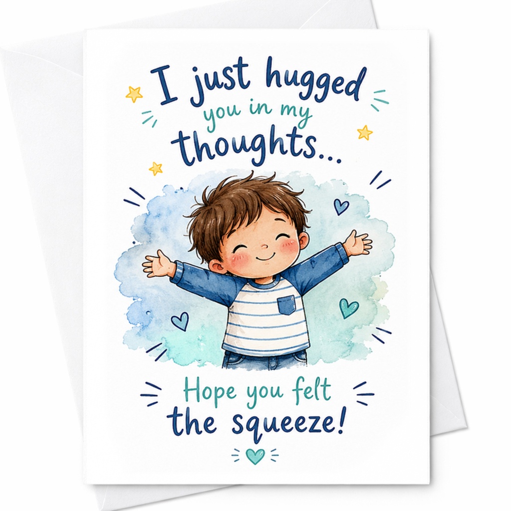 I Just Hugged You In My Thoughts Hope You Felt The Squeeze Card, Thinking Of You Card, Long Distance C2526
