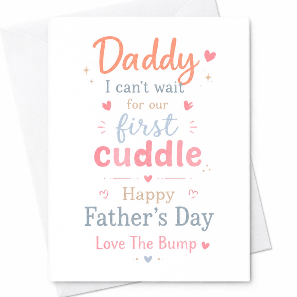 Daddy I Can't Wait For Our First Cuddle Happy Father's Day Love The Bump Card New Dad Father's Day Card From Baby Cute C2529