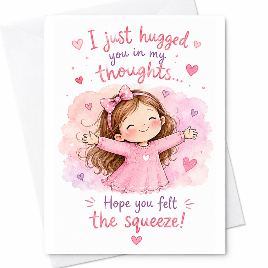 I Just Hugged You In My Thoughts Hope You Felt The Squeeze Card, Thinking Of You Card, Long Distance Hug C2525