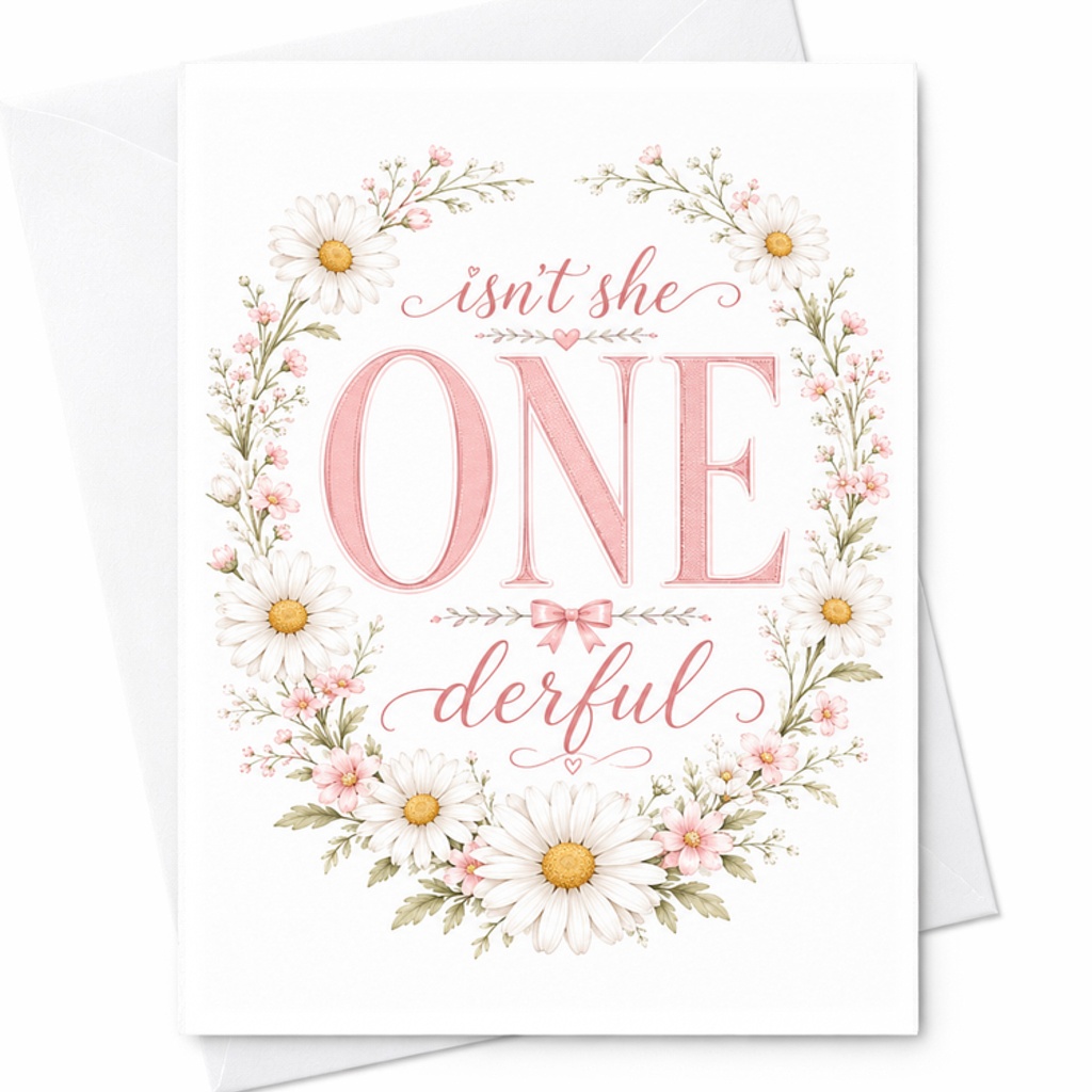 Isn't She Onederful 1st Birthday Card Cute Floral Design For Baby Girl First Birthday Celebration Sweet Card For Daughter C2527