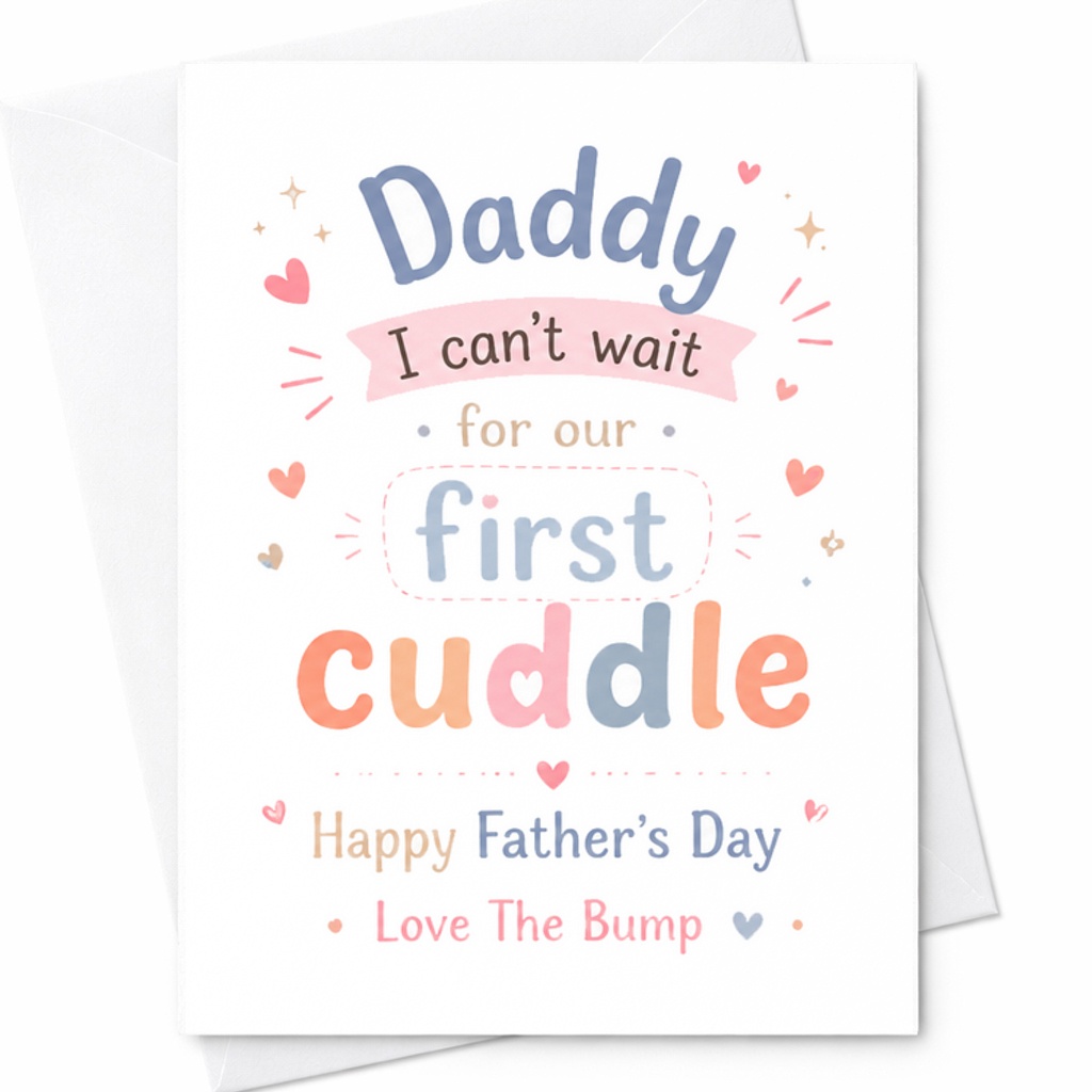 Daddy I Can't Wait For Our First Cuddle Happy Father's Day Card Love The Bump Cute New Dad Father's Day Card From Baby C2530