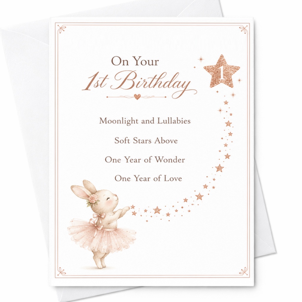 On Your 1st Birthday Moonlight And Lullabies Soft Stars Above One Year Of Wonder Love 1st Birthday Card For New Parents C2533