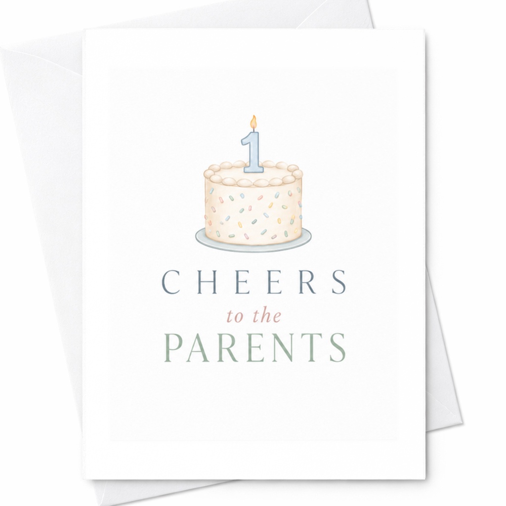 Cheers To The Parents 1st Birthday Card For New Parents Cute Celebration Card First Birthday Party Parents Card C2537