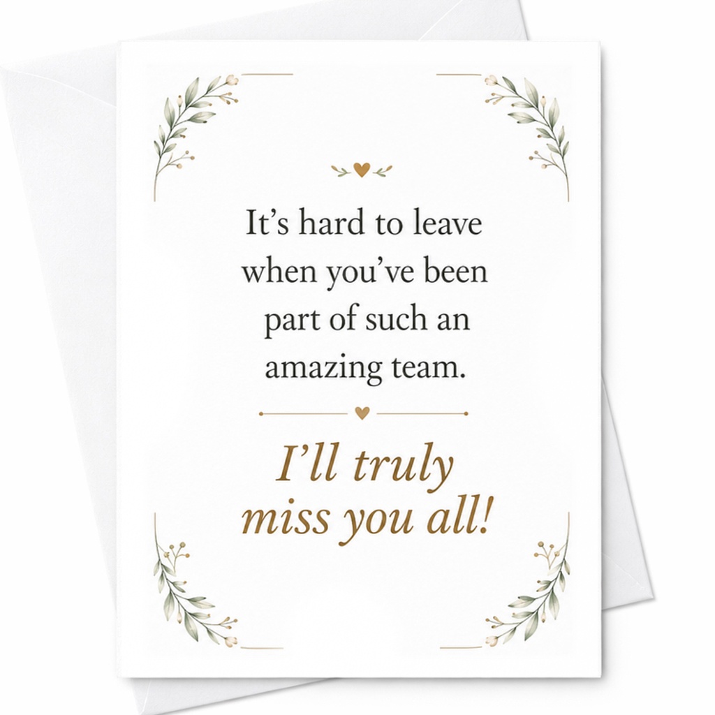 It's Hard To Leave When You've Been Part Of Such An Amazing Team I'll Truly Miss You All Farewell Card Colleague Goodbye C2573