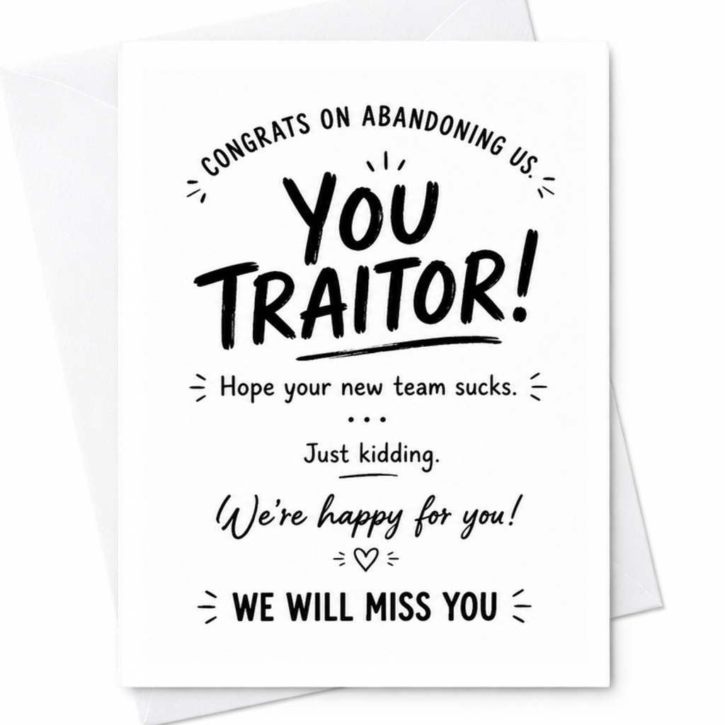 Congrats On Abandoning Us You Traitor Funny Farewell Card For Coworker Leaving New Job Goodbye Card We Will Miss You Humorous C2576
