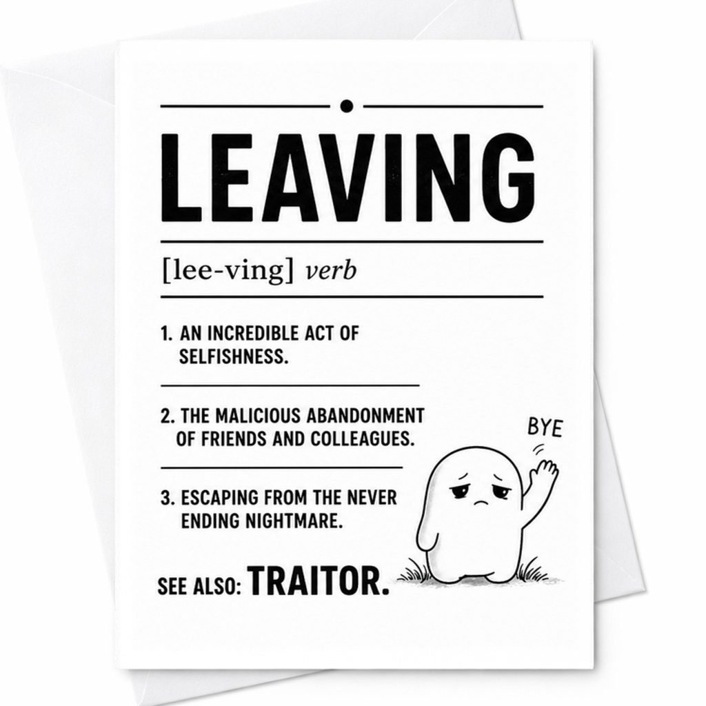 Leaving Definition Funny Farewell Card Colleague Goodbye Card Office Humor Leaving Job Card For Coworker Going Away Gift C2604