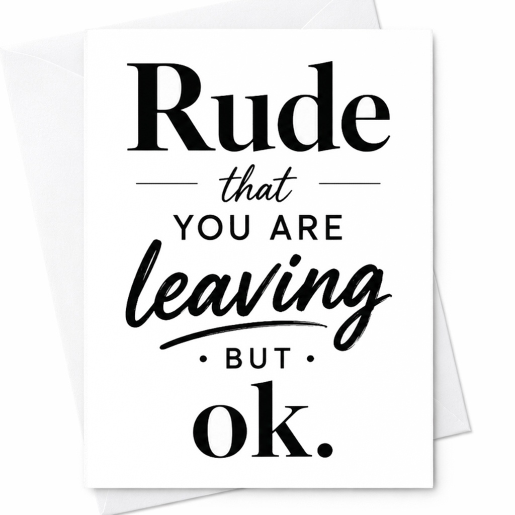 Rude That You Are Leaving But Ok Funny Farewell Card Goodbye Card For Coworker Friend Leaving Job Humorous Going Away Card C2586