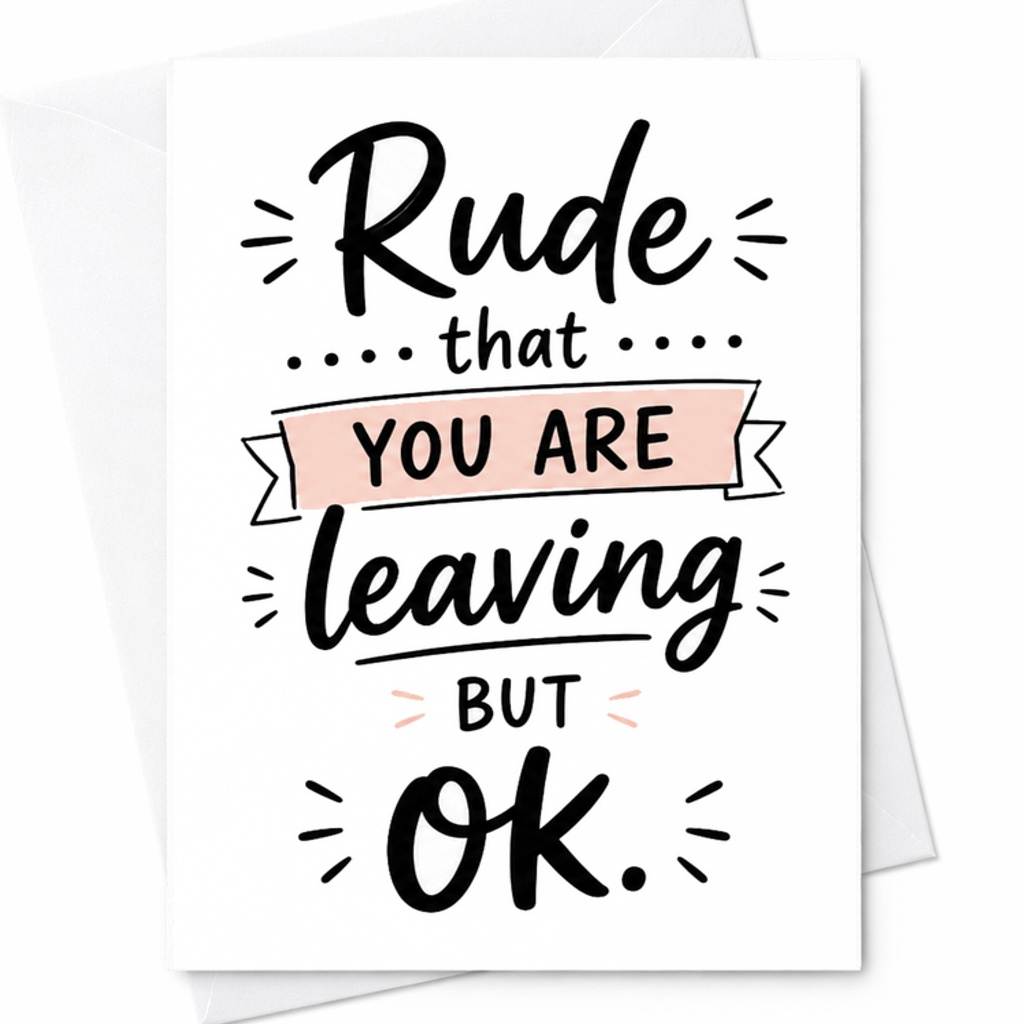 Rude That You Are Leaving But Ok Funny Farewell Card Goodbye Card For Coworker Friend Going Away Party Humor Leaving Card C2588