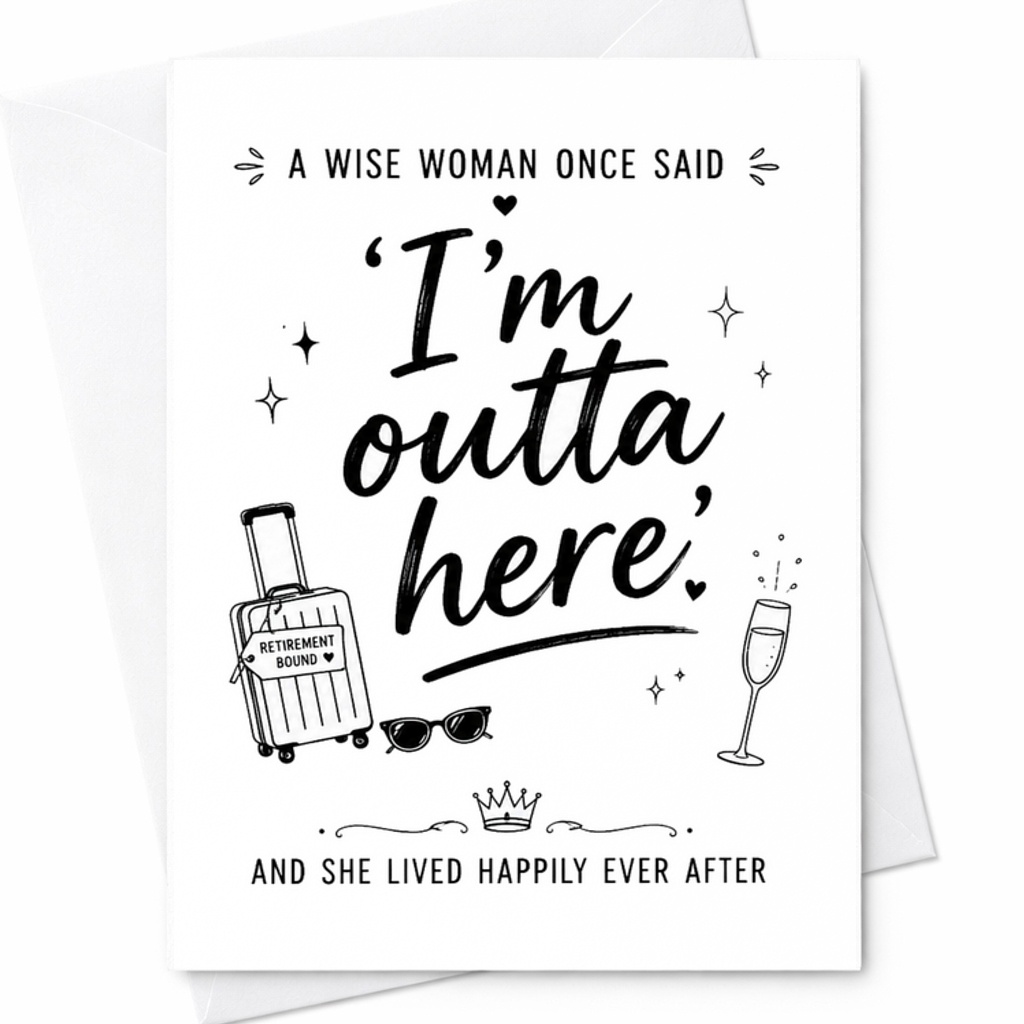 I'm Outta Here Retirement Card Funny Retirement Card For Women Happy Retirement Celebration Card For Her Farewell Card C2594