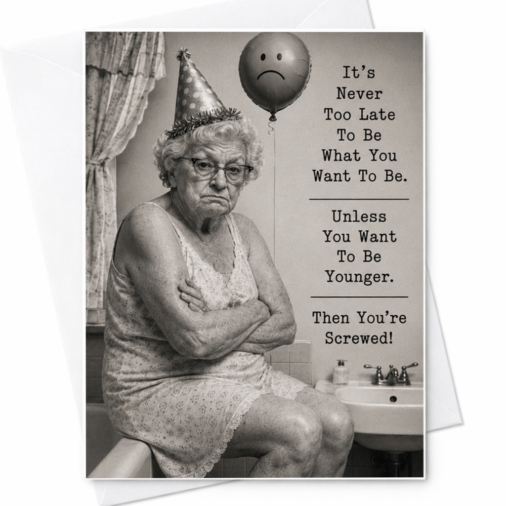 It's Never Too Late To Be What You Want To Be Funny Birthday Card Grandma Nana Humorous Greeting Card For Her Celebration C2599