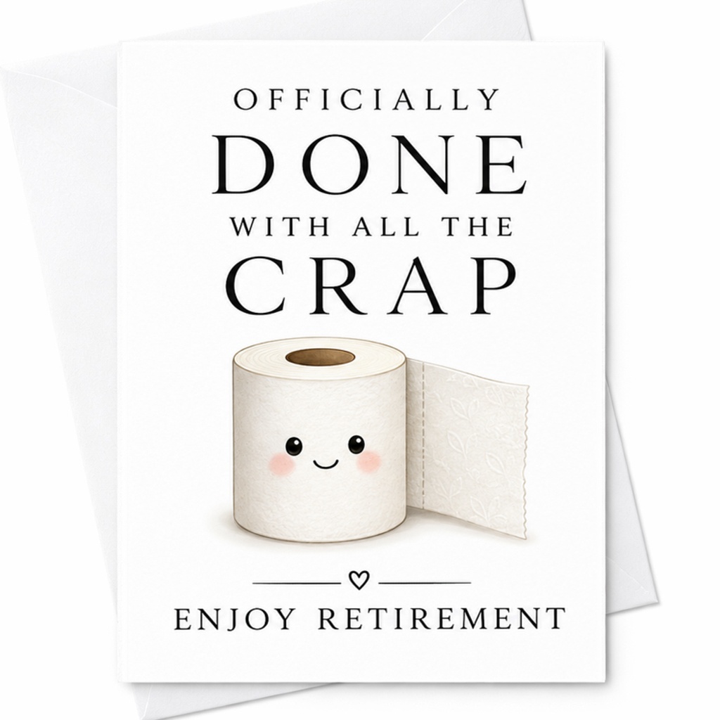 Officially Done With All The Crap Enjoy Retirement Card Funny Retirement Card For Coworker Friend Cute Toilet Paper Design C2600