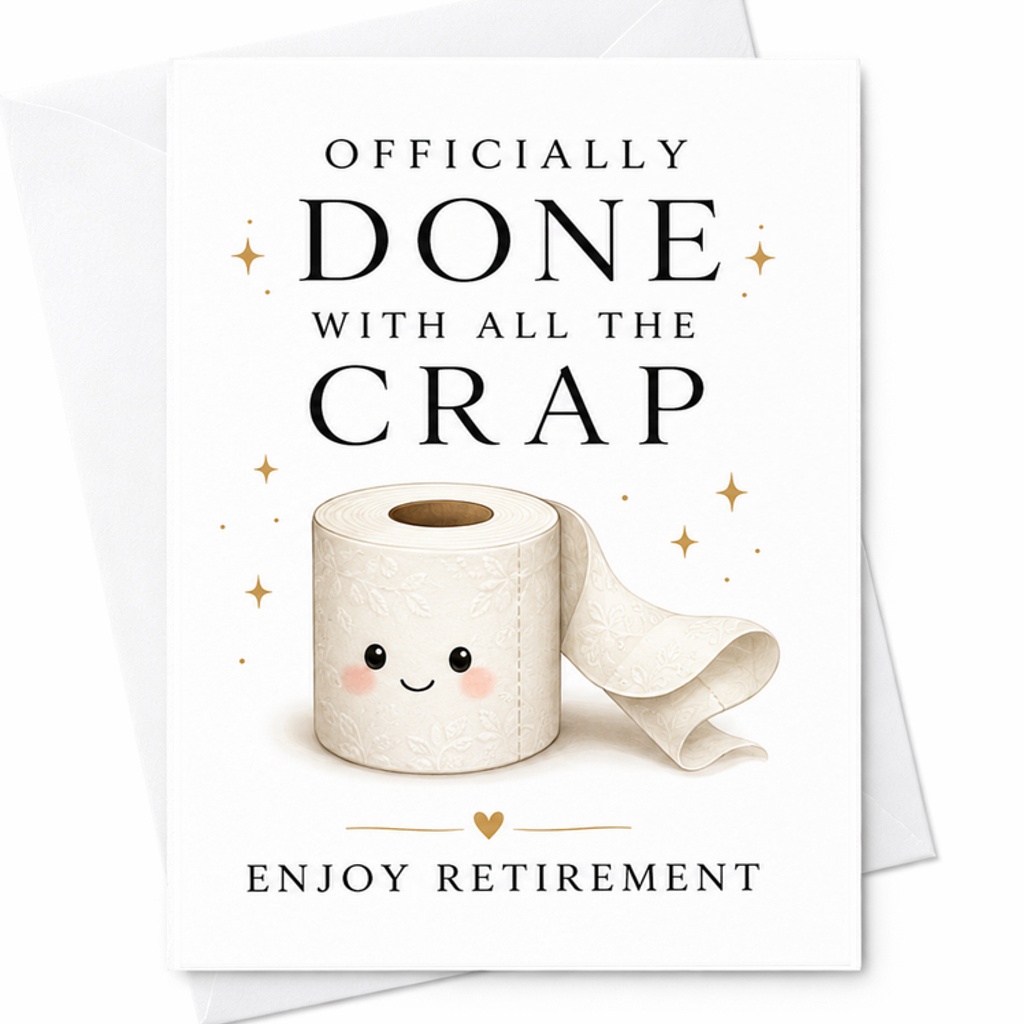 Officially Done With All The Crap Enjoy Retirement Card Funny Retirement Card For Coworker Friend Cute Toilet Paper Design C2601
