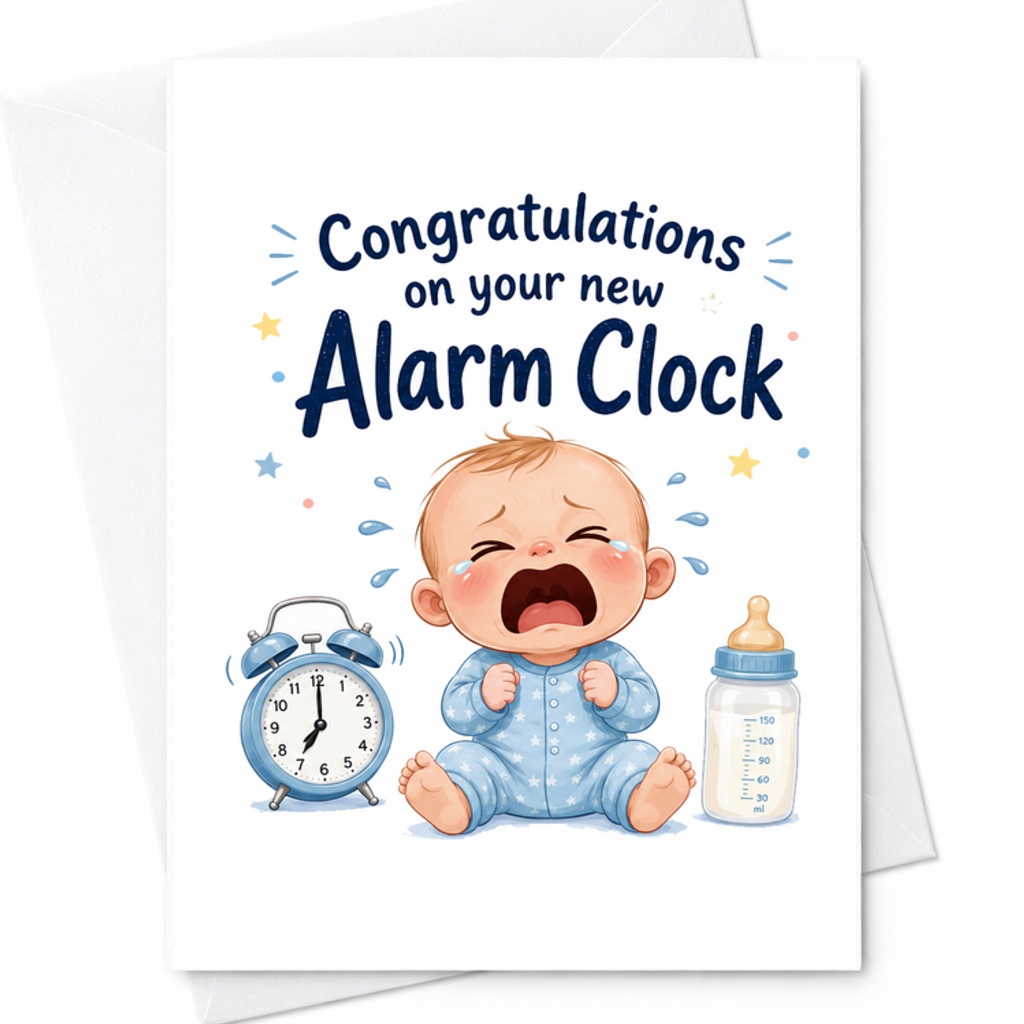 Congratulations On Your New Alarm Clock Funny New Baby Card New Parents Baby Shower Card Cute Newborn Arrival Greeting Card C2611