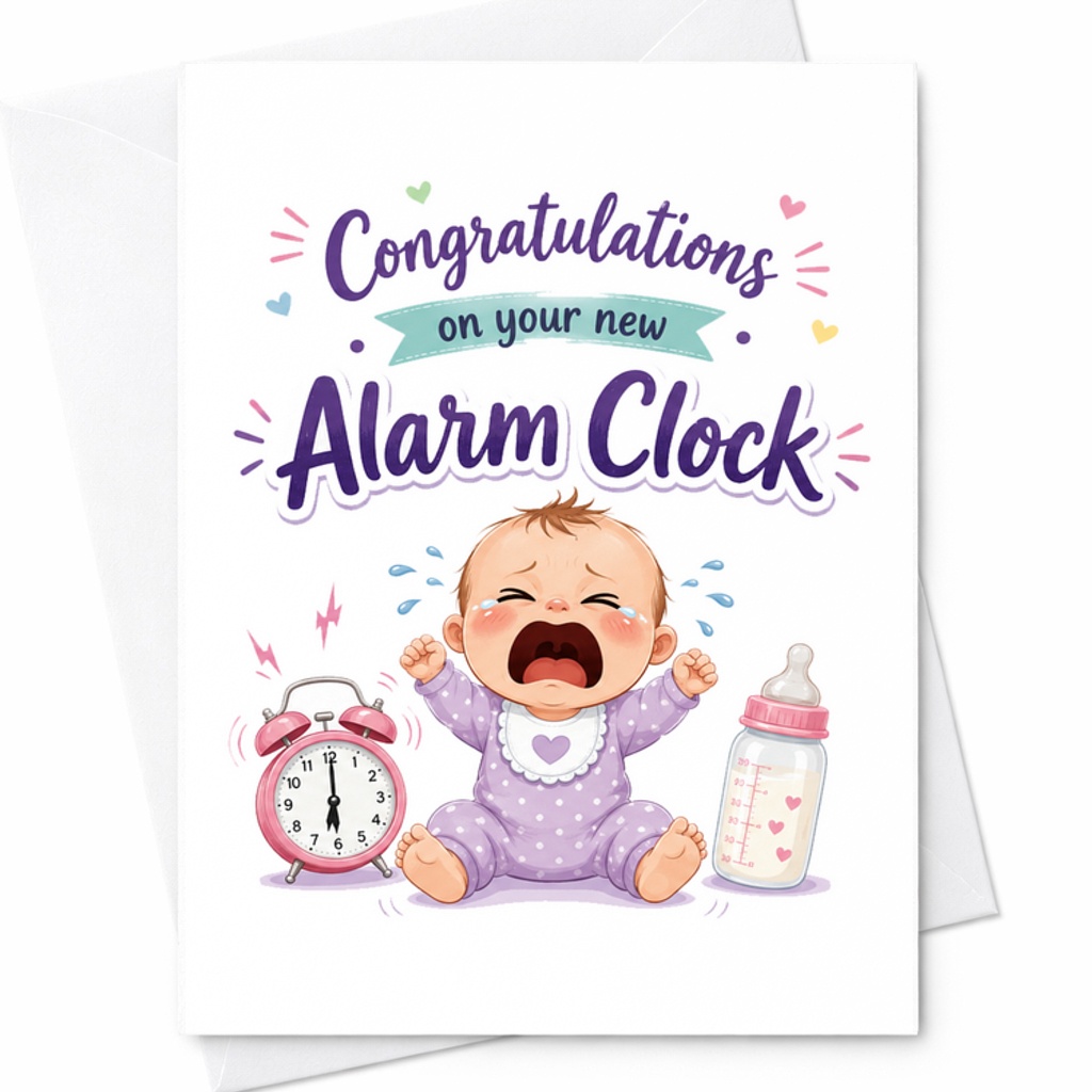 Congratulations On Your New Alarm Clock Funny New Baby Card Cute Baby Shower Card For New Parents Greeting Card C2612