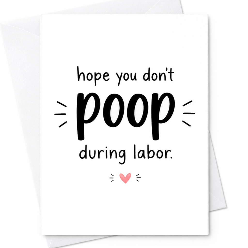 Hope You Don't Poop During Labor Funny Pregnancy Card Expecting Parents Baby Shower Card New Mom Cute Greeting Card C2621