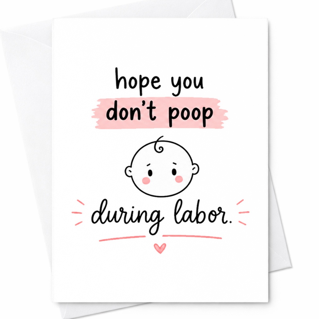 Hope You Don't Poop During Labor Funny Baby Shower Card New Mom Expecting Mother Cute Pregnancy Greeting Card C2622