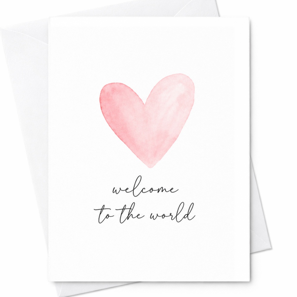 Welcome To The World Newborn Baby Card Cute Heart For New Parents Baby Shower Card Sweet Greeting For New Arrival C2617